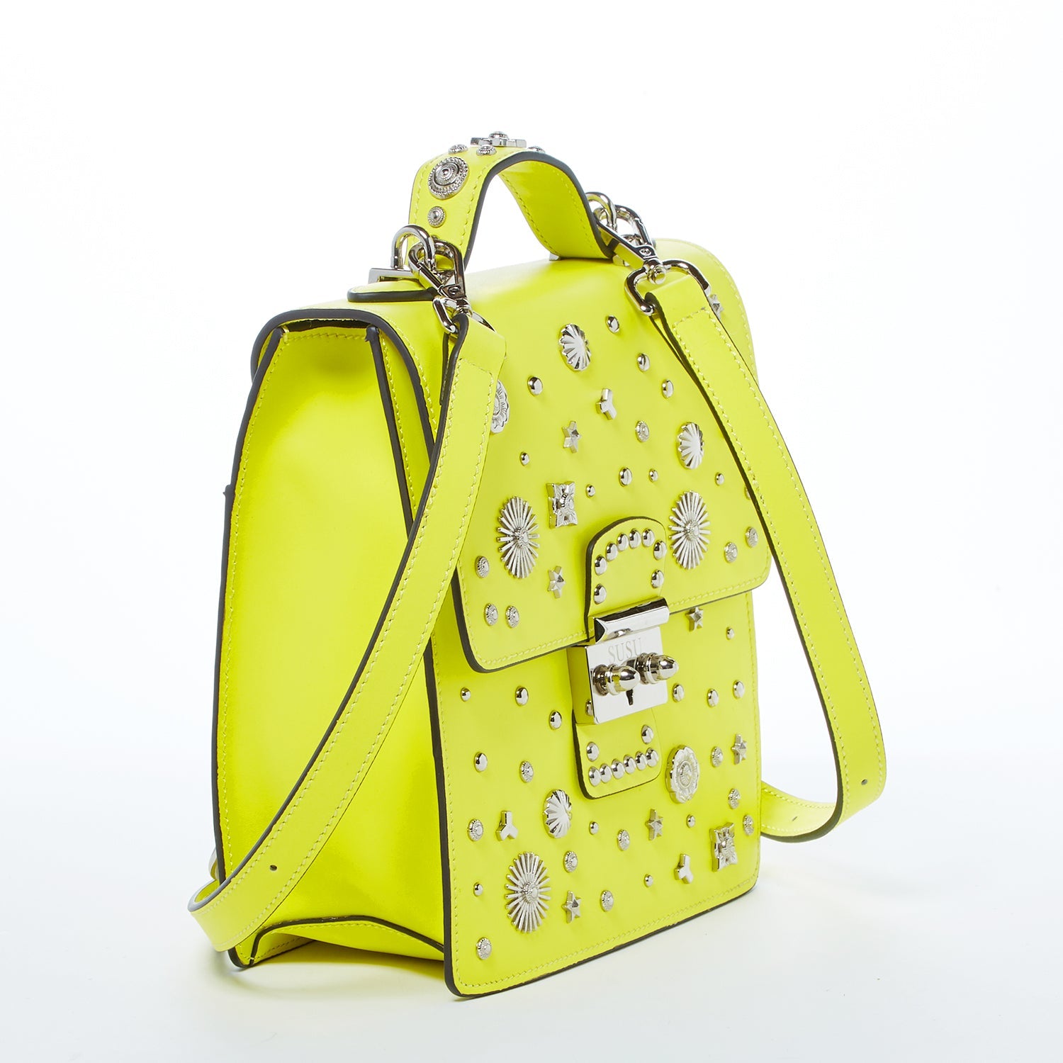 The Hollywood Backpack Purse Leather Yellow