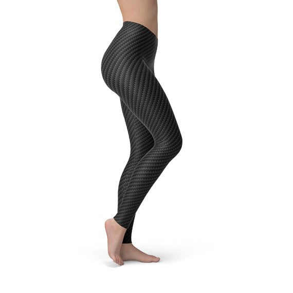 Womens Black Carbon Fiber Leggings